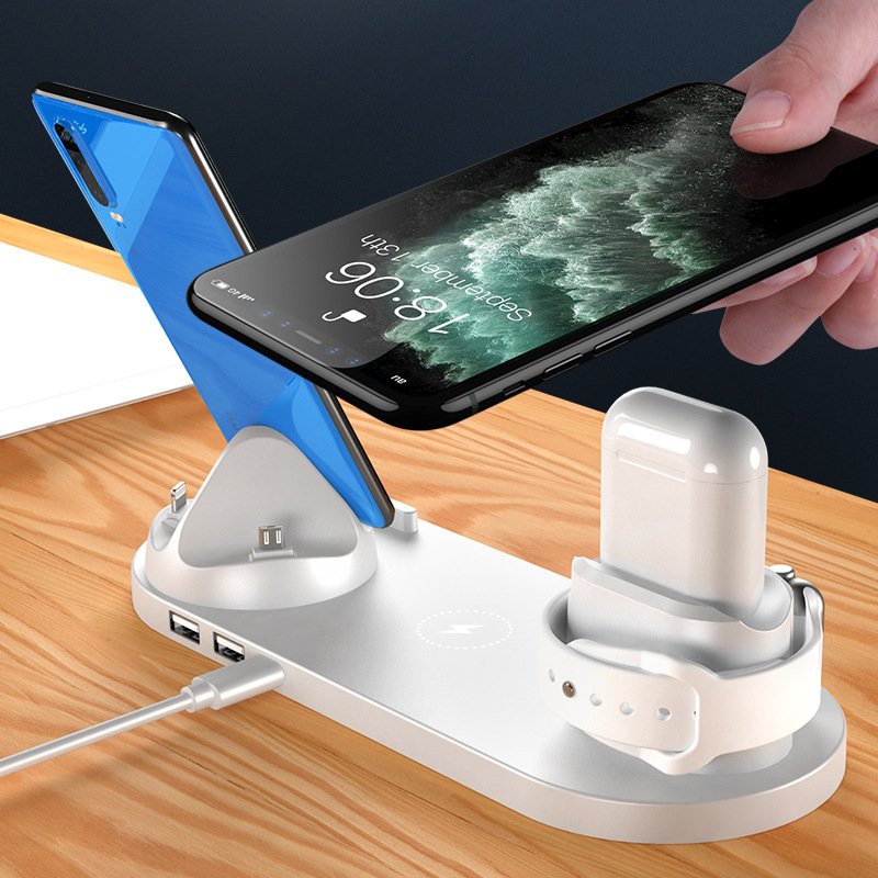 Wireless Multi-function Six-in-one Wireless Charger Suitable For Wireless Charging Mobile Phone Headset Watch Charging 15W